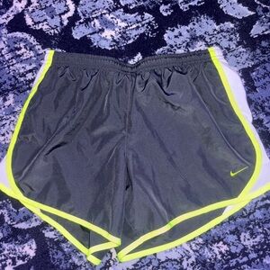 Nike Women's Athletic Shorts in Gray and Neon Yellow